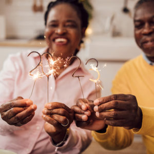 Senior Couple with sparklers